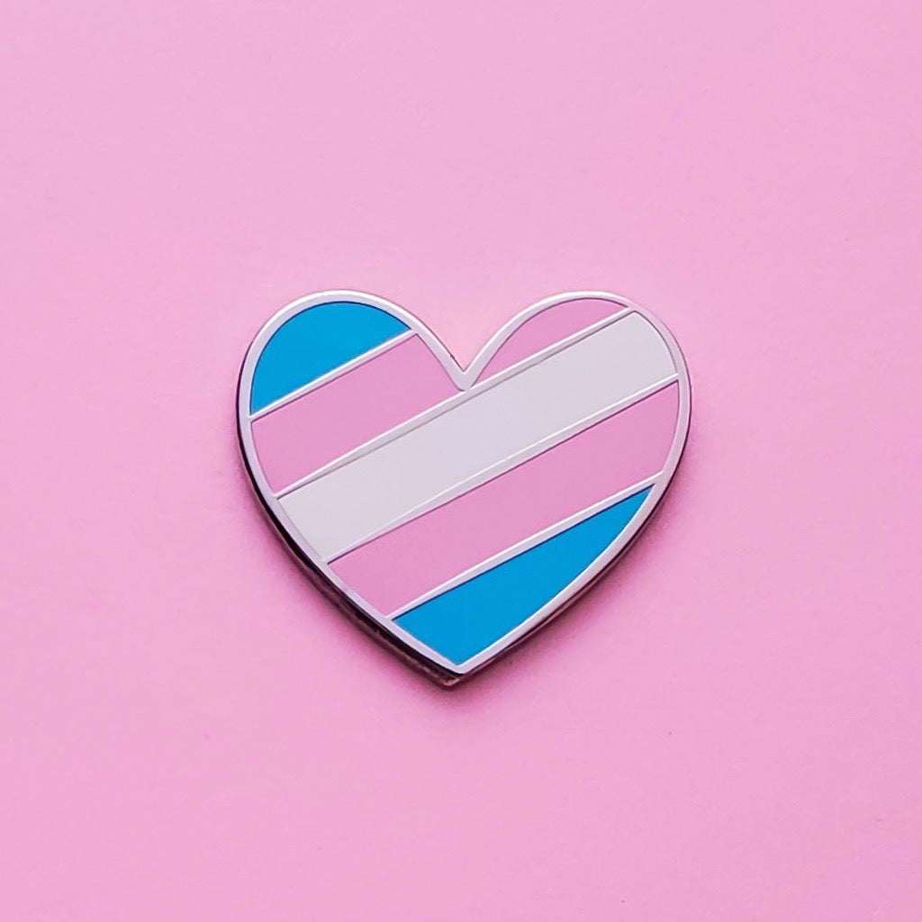 Trans Flag Heart Enamel Pin