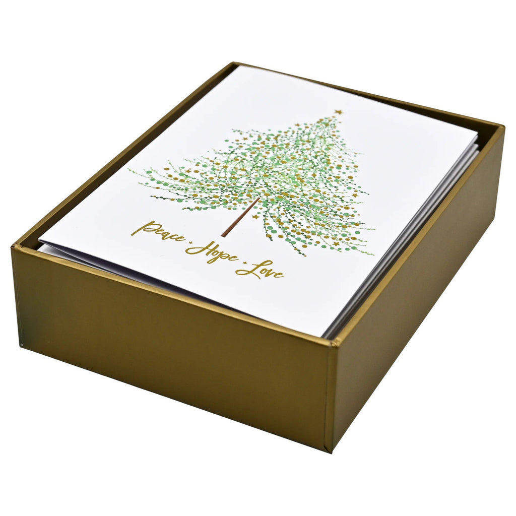 Tree Of Festive Wishes Boxed Holiday Cards open box.