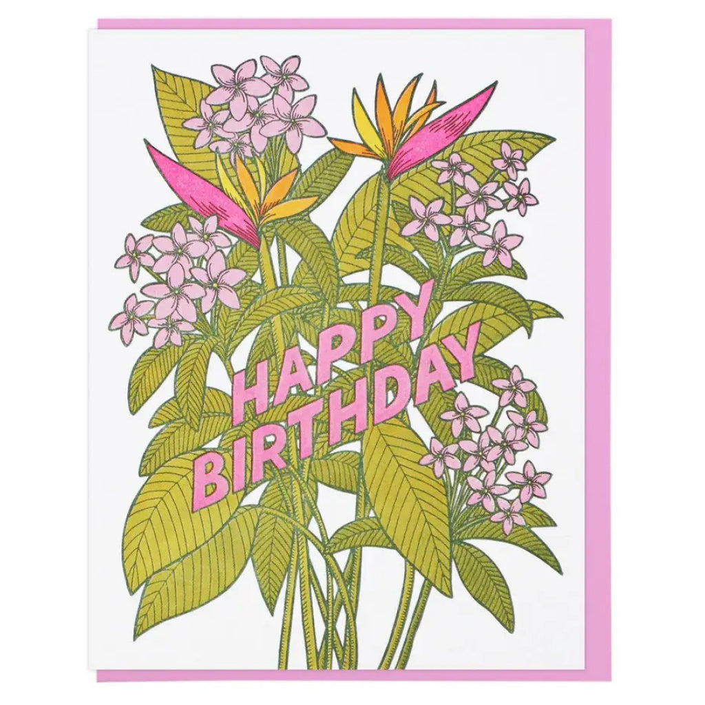 Tropical Flowers Birthday Card