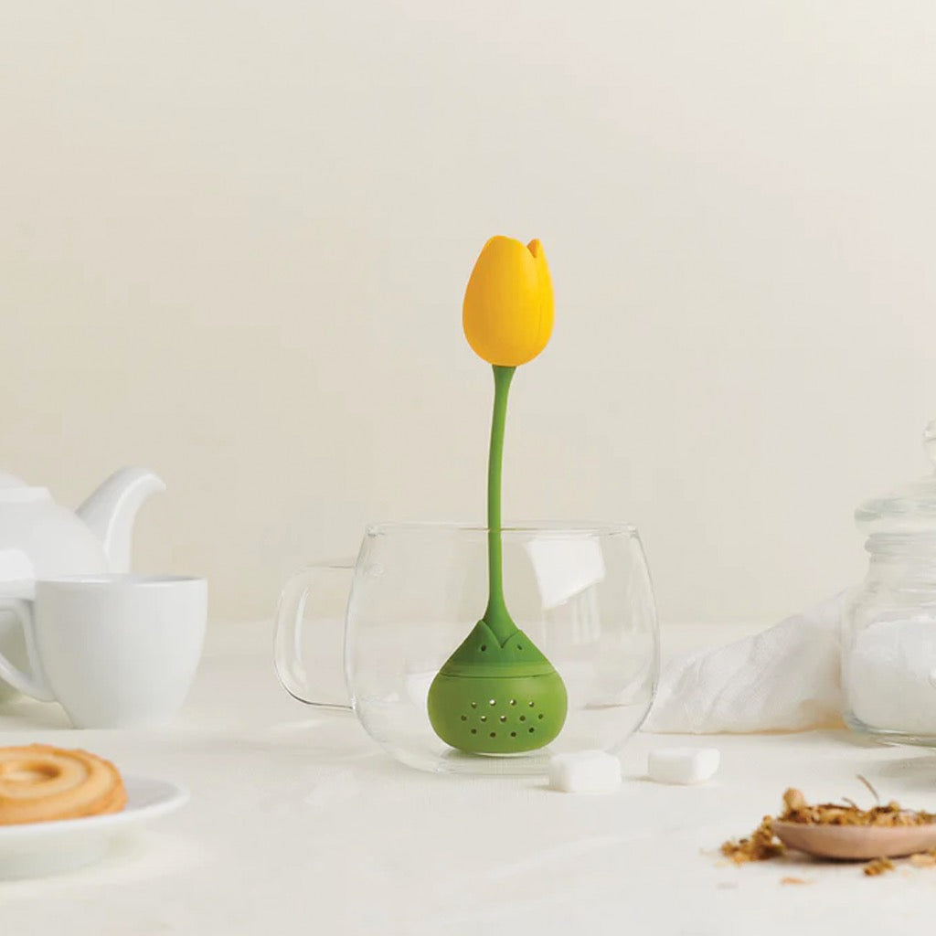 Tulip Tea Infuser on table.