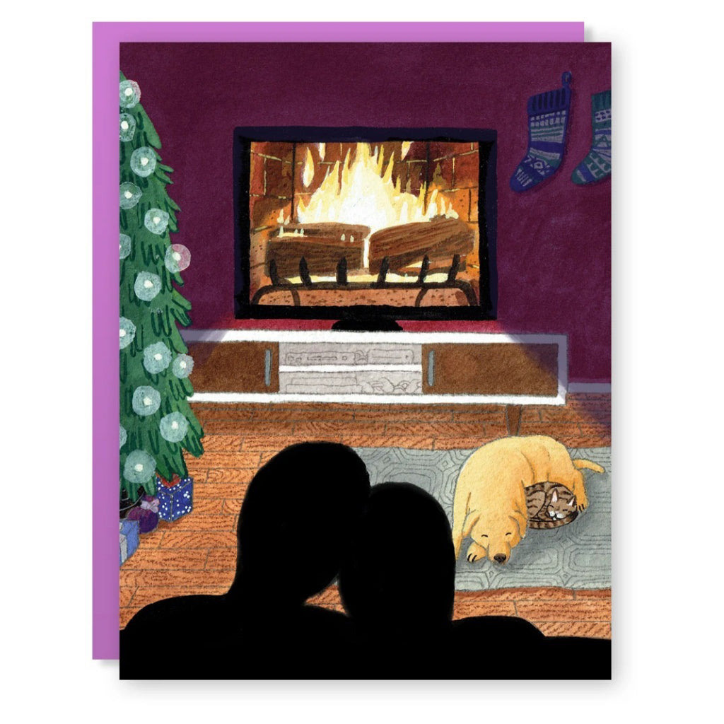 TV Fireplace  Chill Holiday Card