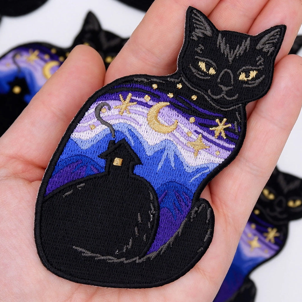 Twilight Cat Embroidered Patch.