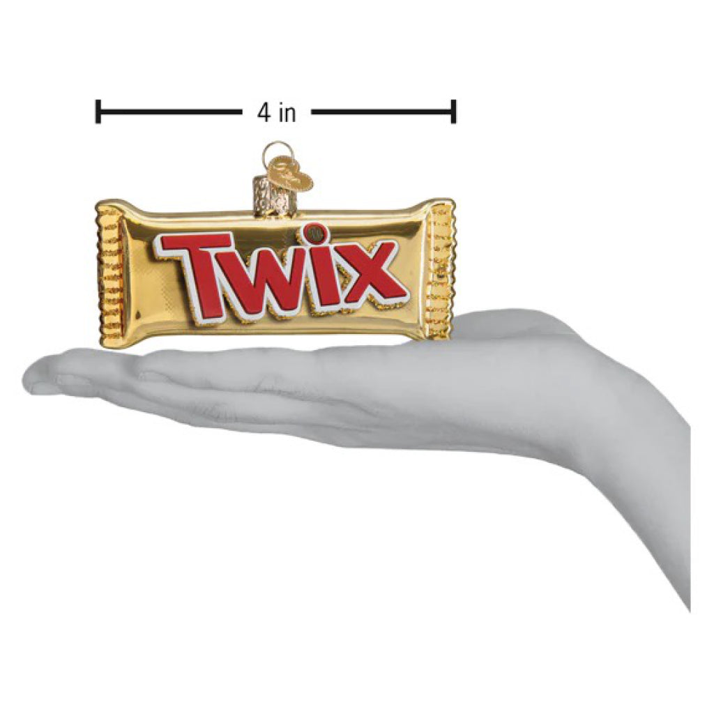 Twix Ornament being held.