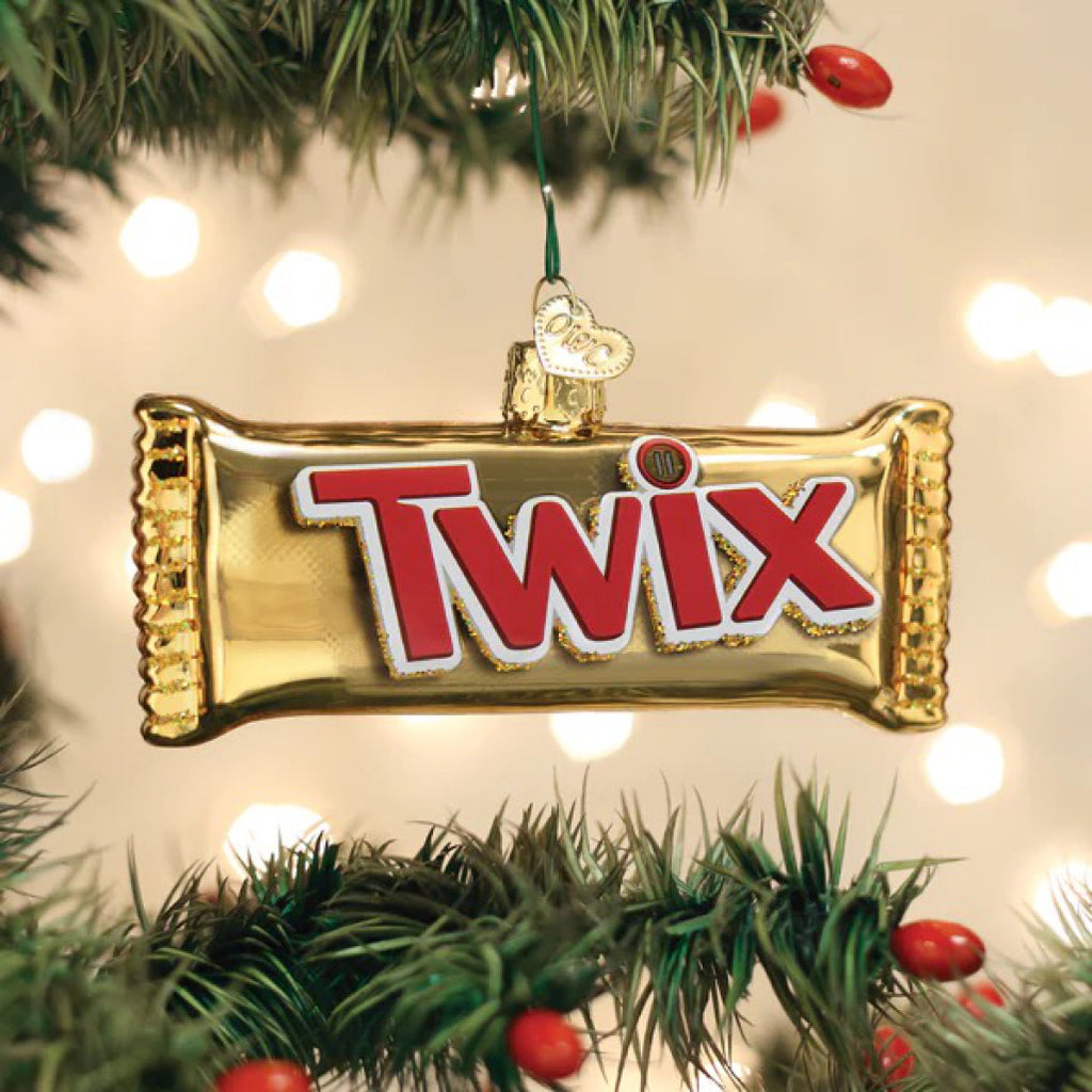 Twix Ornament in tree.