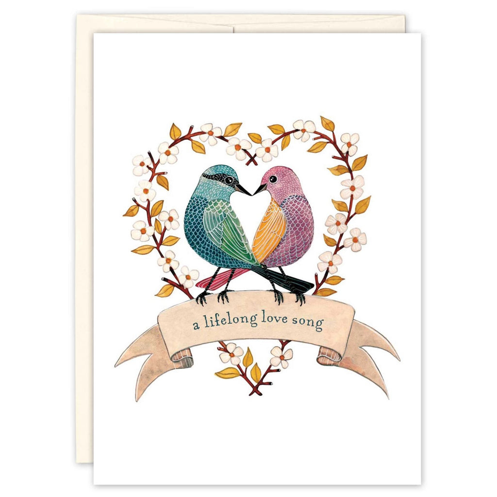 Two Birds in Heart Wedding Card.