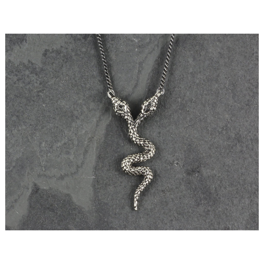 Two-Headed Snake Necklace Silver Bottom