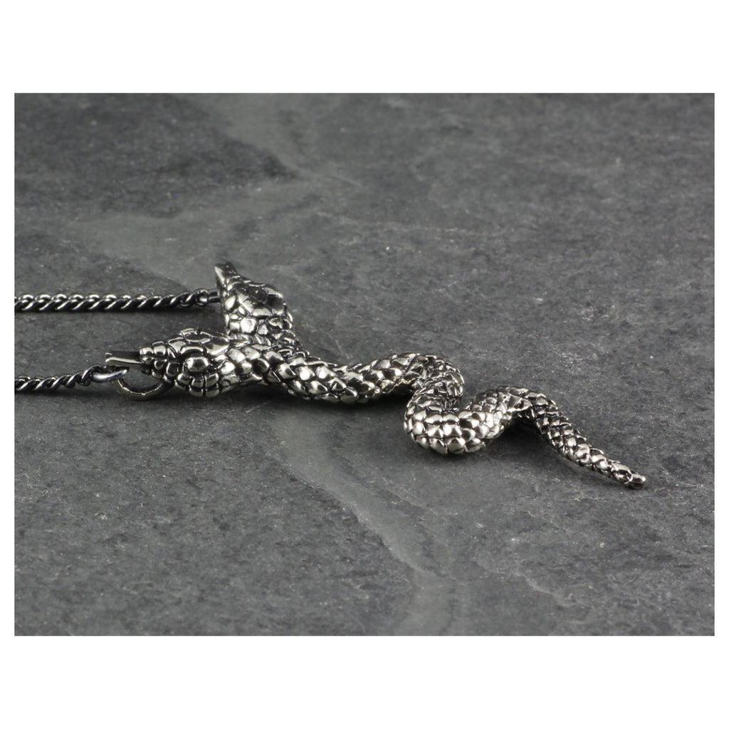 Two-Headed Snake Necklace Silver Detail