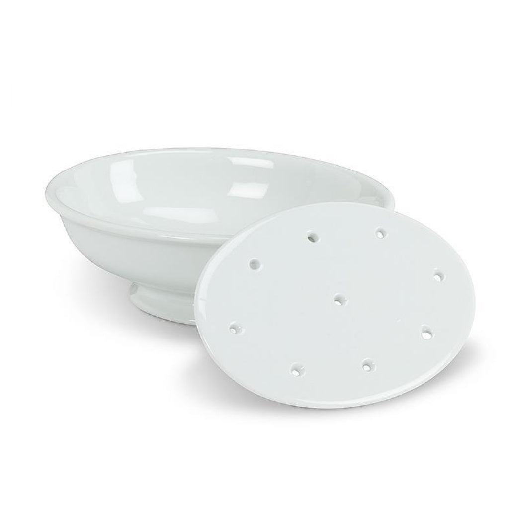 Two Piece Soap Dish with Strainer apart.