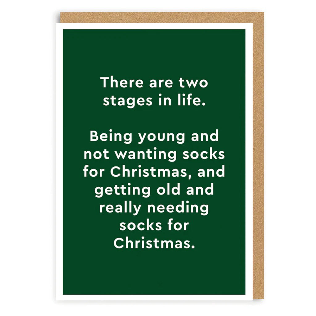 Two Sock Stages Of Life Christmas Card