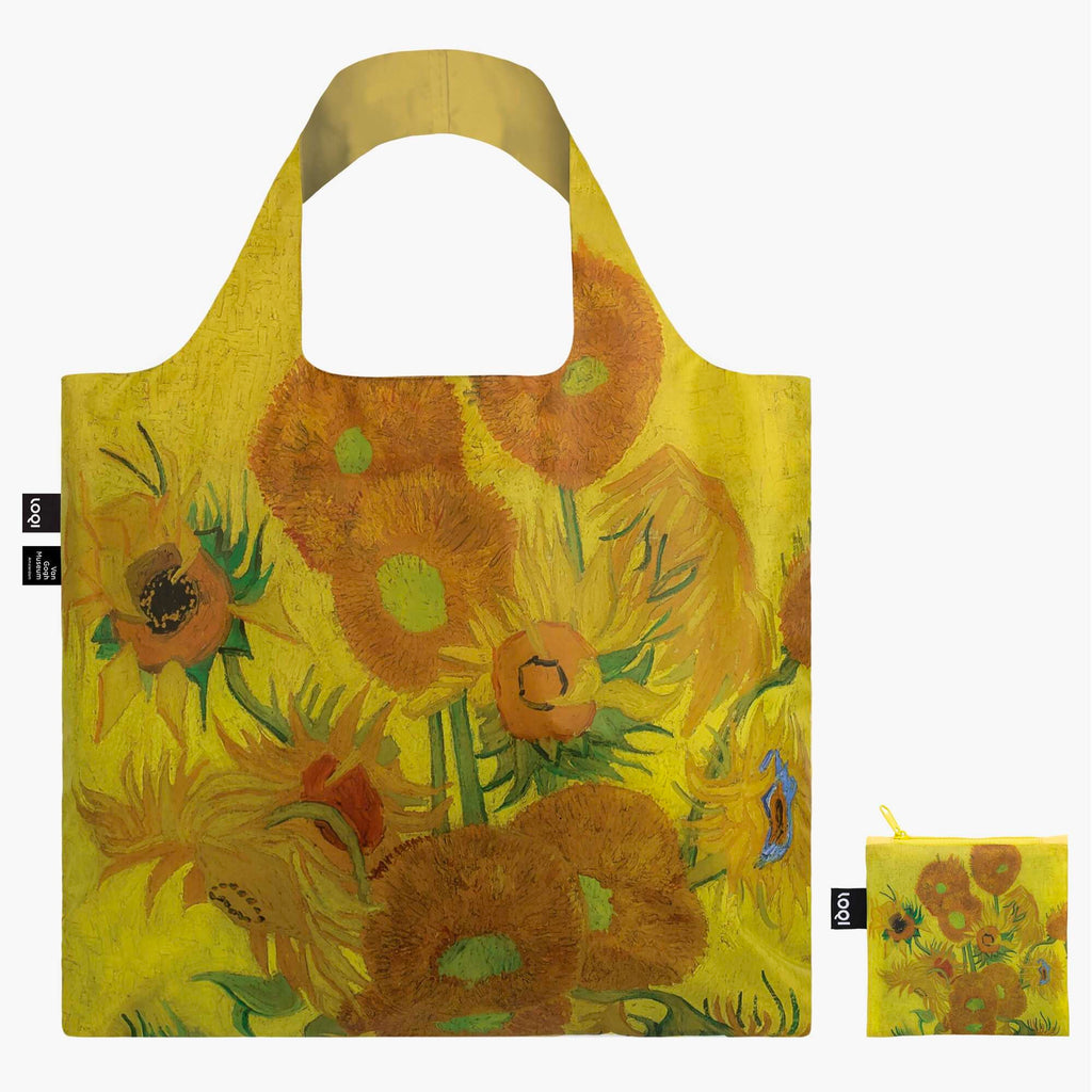 Van Gogh Sunflowers Recycled Tote Bag with pouch.