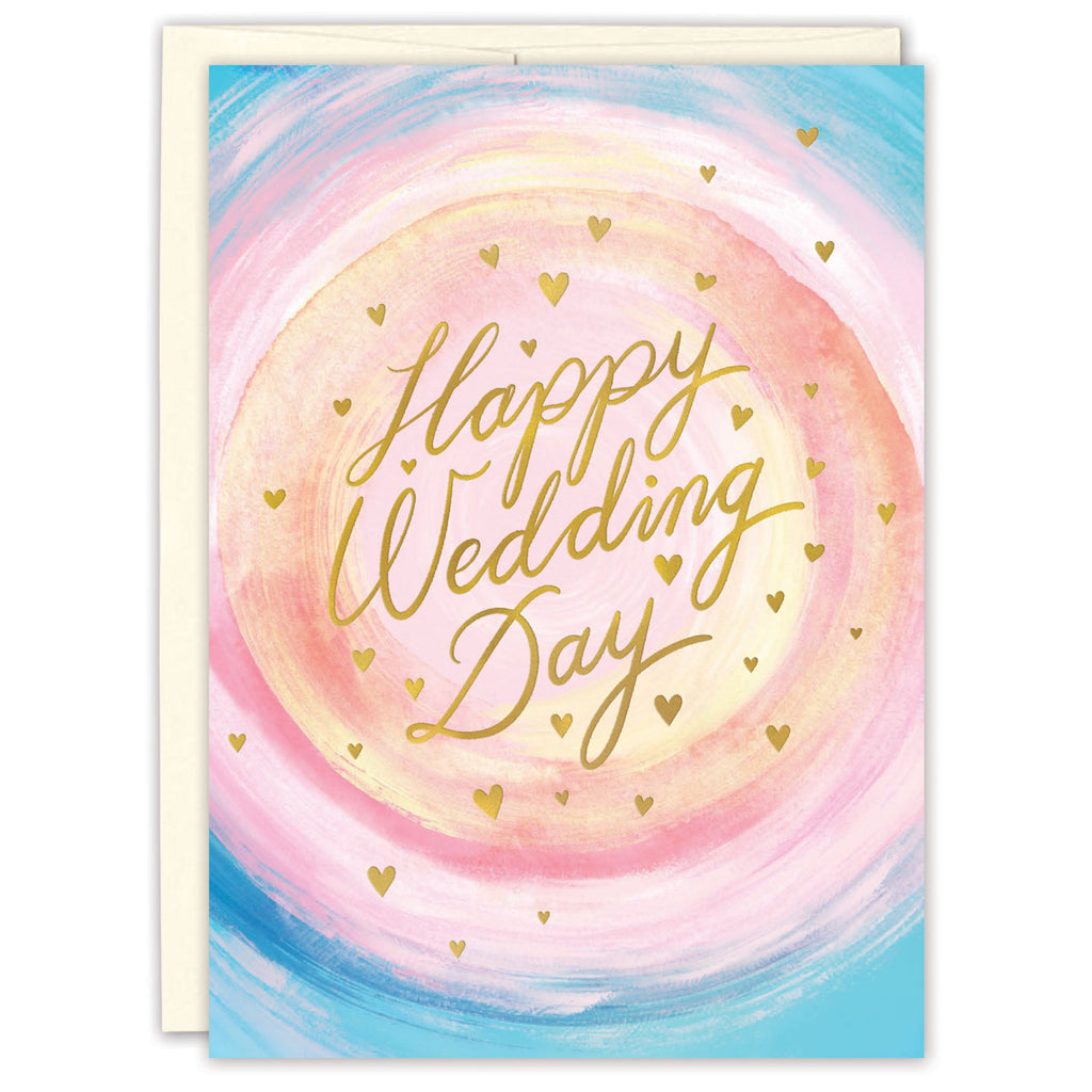 Watercolor Happy Wedding Day Card.
