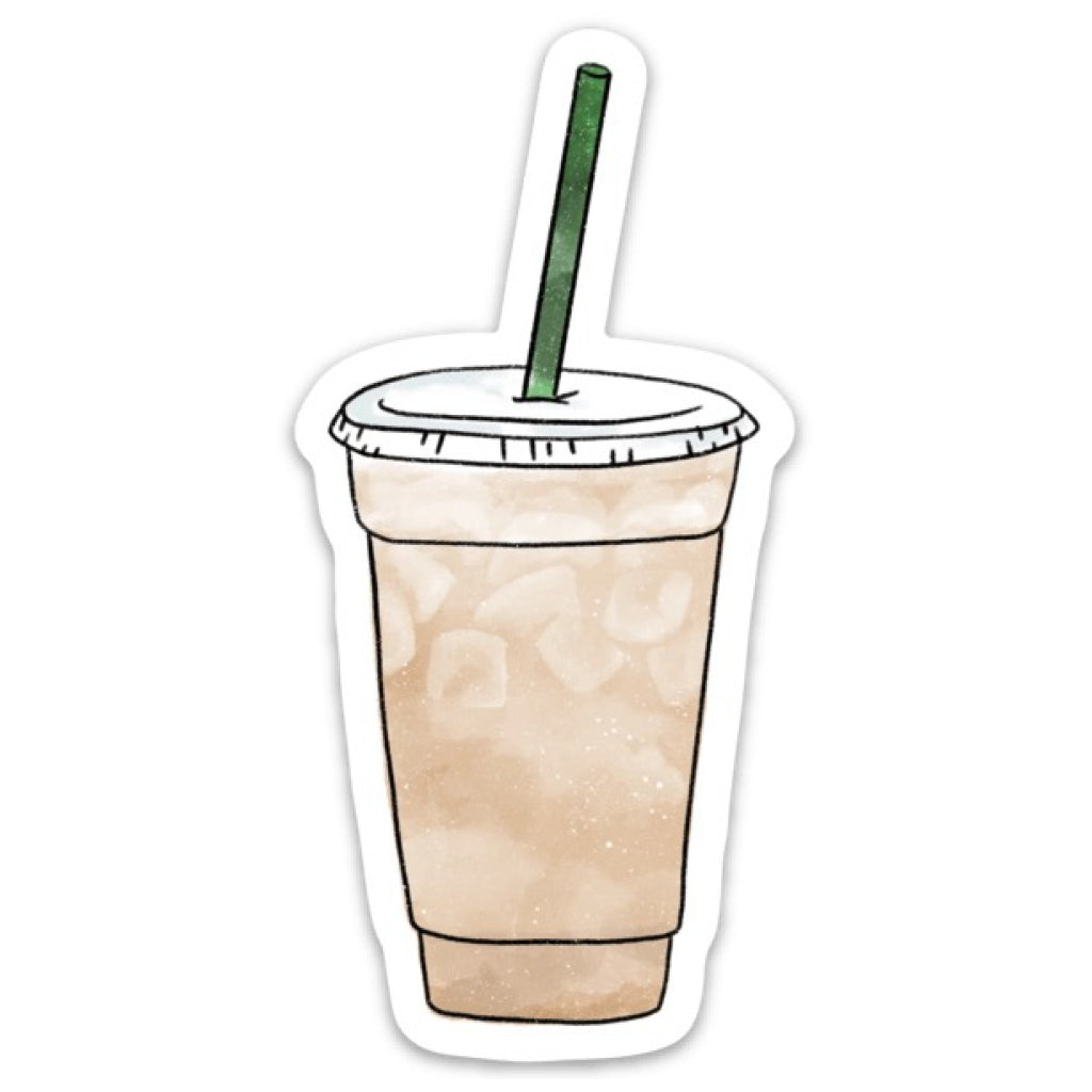 Watercolor Iced Chai Latte Sticker.