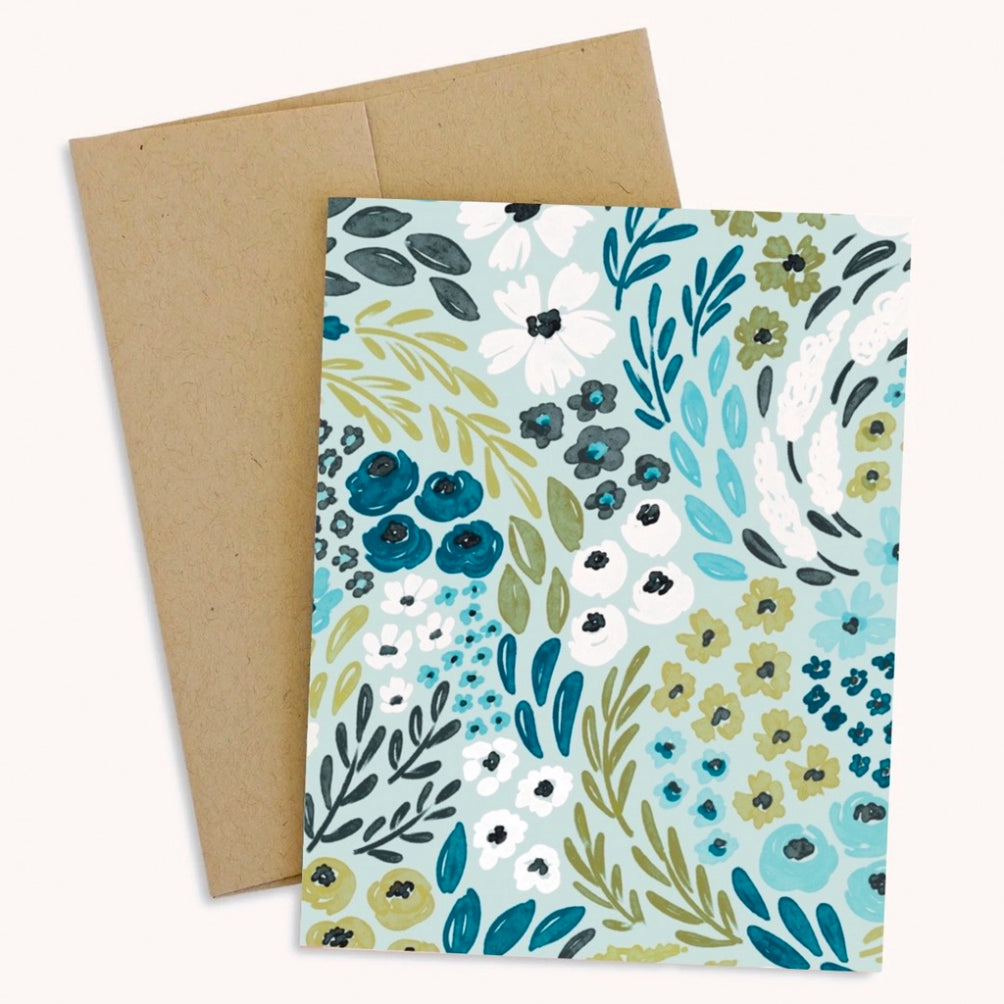 Waterfall Floral Greeting Card.