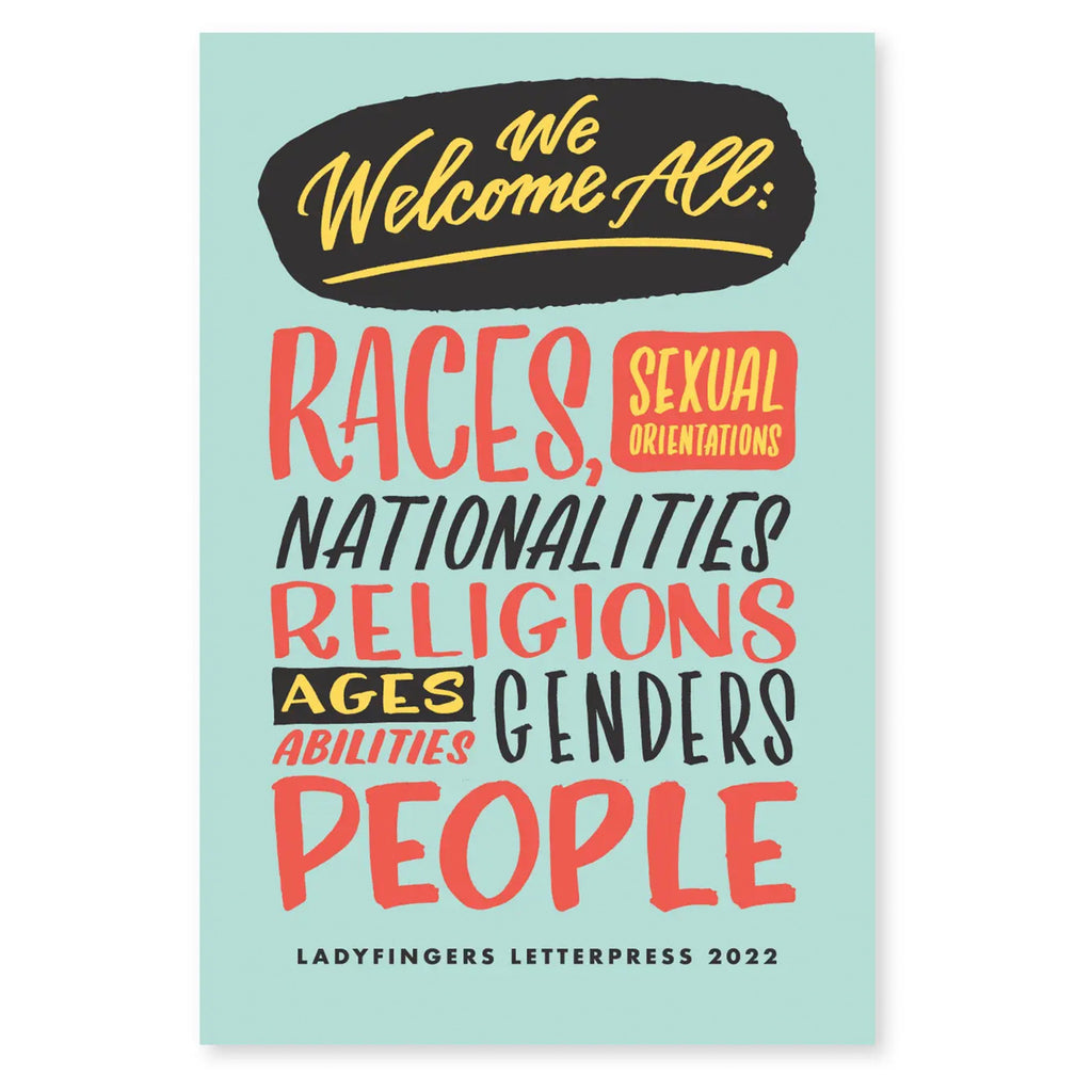 Welcome All Problem We Welcome All Door Sticker | Ladyfingers Letterpress – Outer Layer
