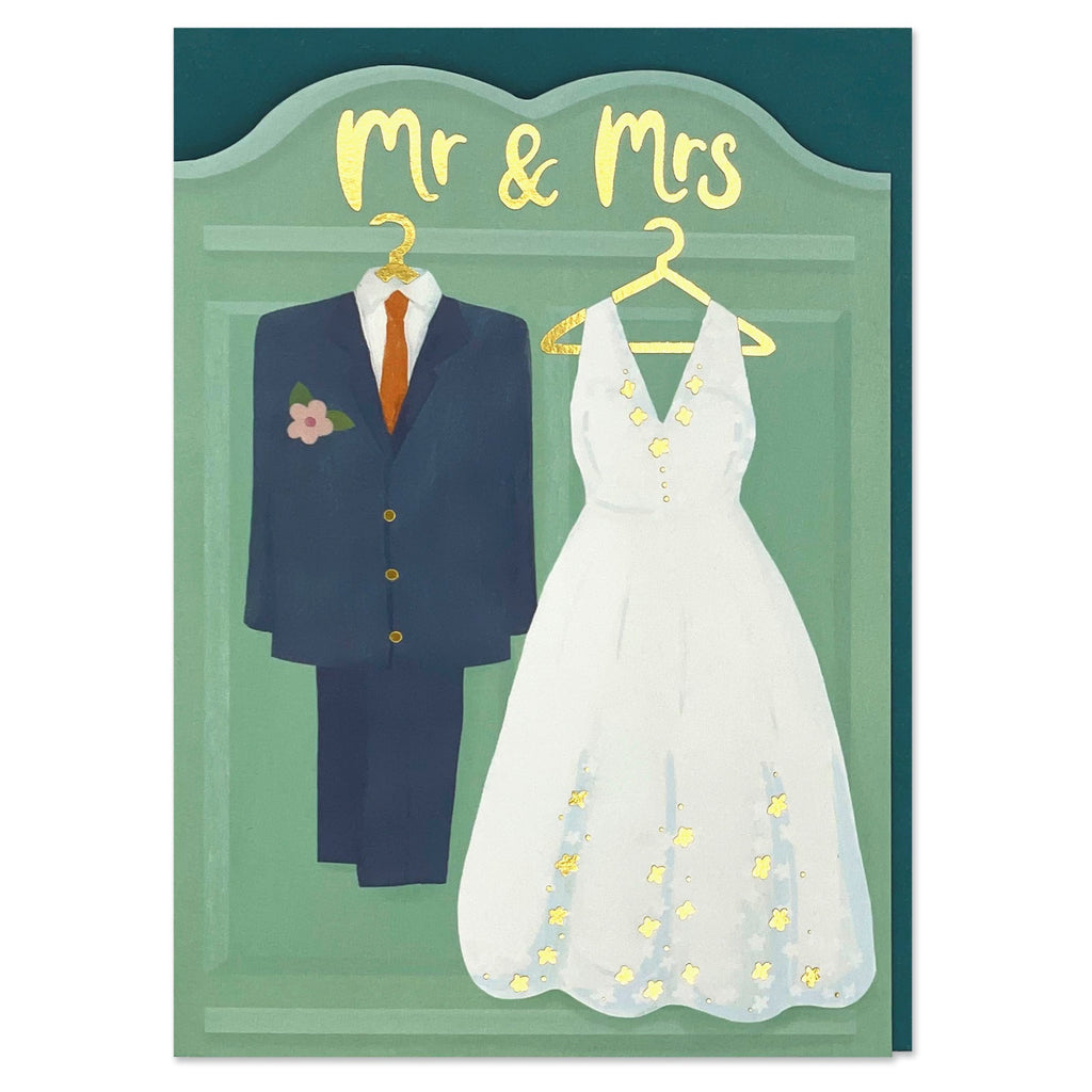 Wedding Dress  Suit On Hangers Card