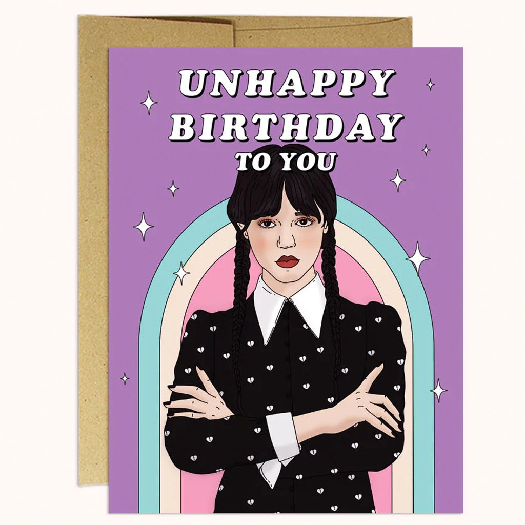 Wednesday Addams Unhappy Birthday Card.
