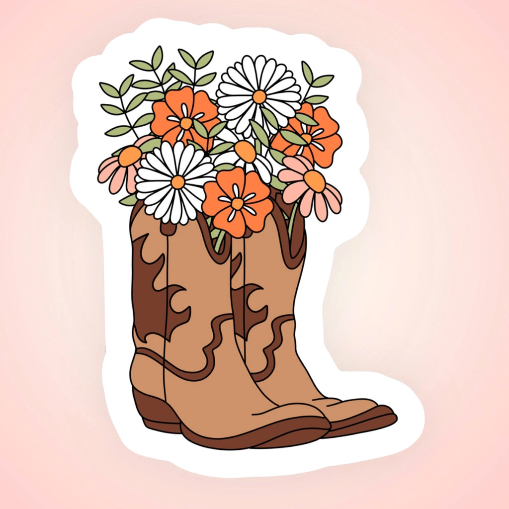 Western Boots Floral Sticker.
