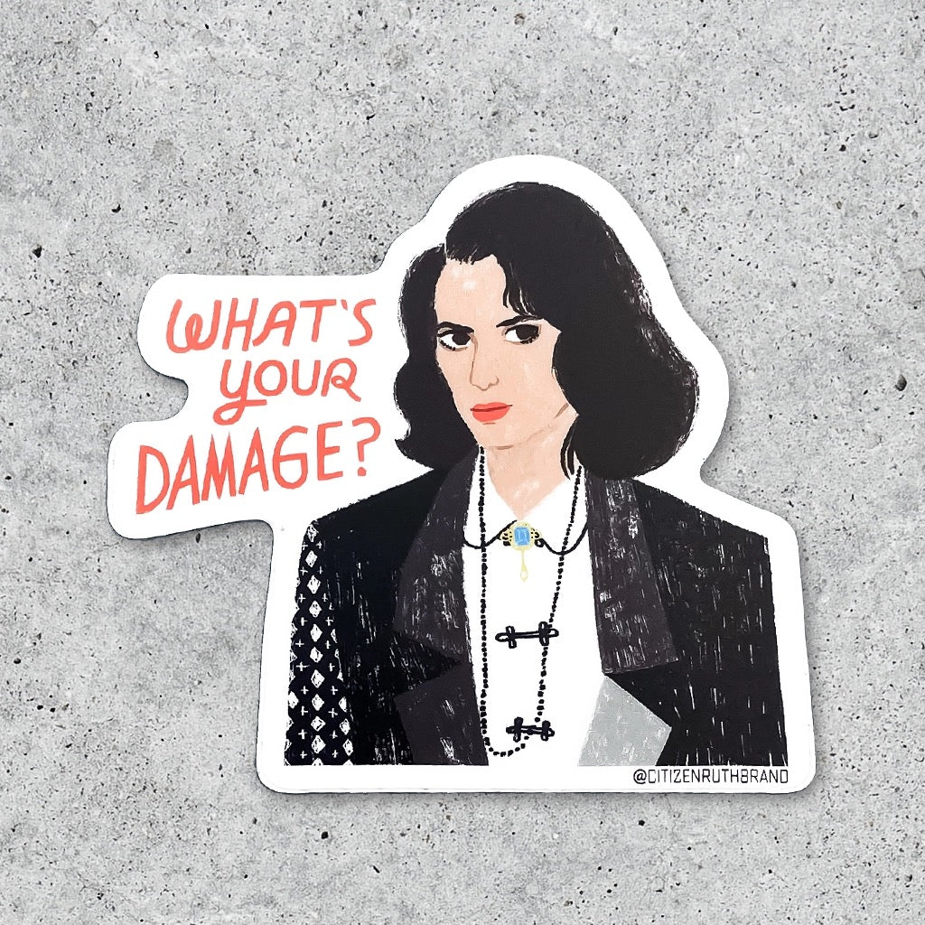Whats Your Damage Heather Sticker