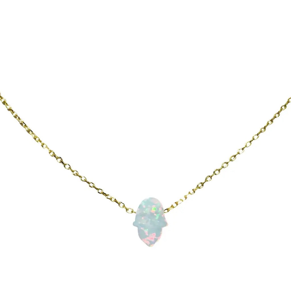 White Opal Hamsa Necklace.