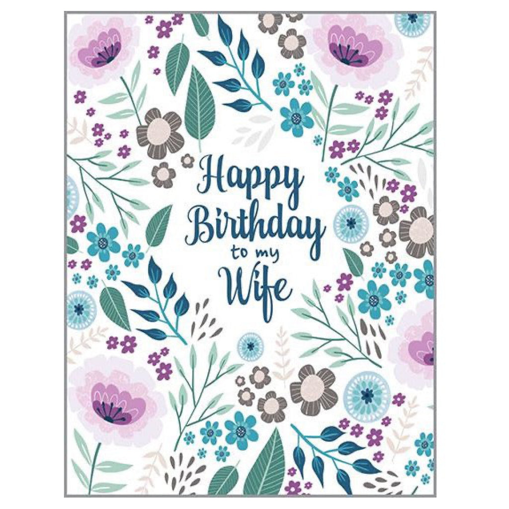 Wife Florals Happy Birthday Card