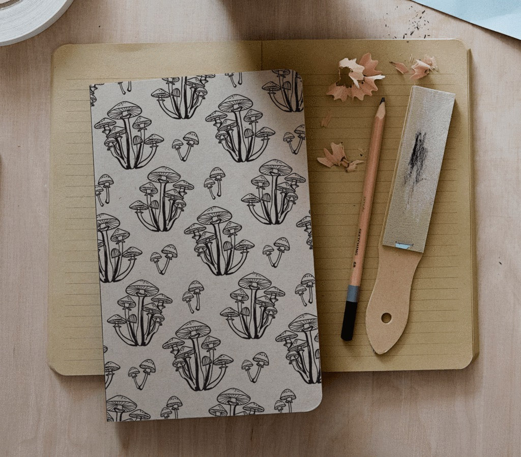 Wild Mushrooms Kraft Layflat Notebook Lifestyle