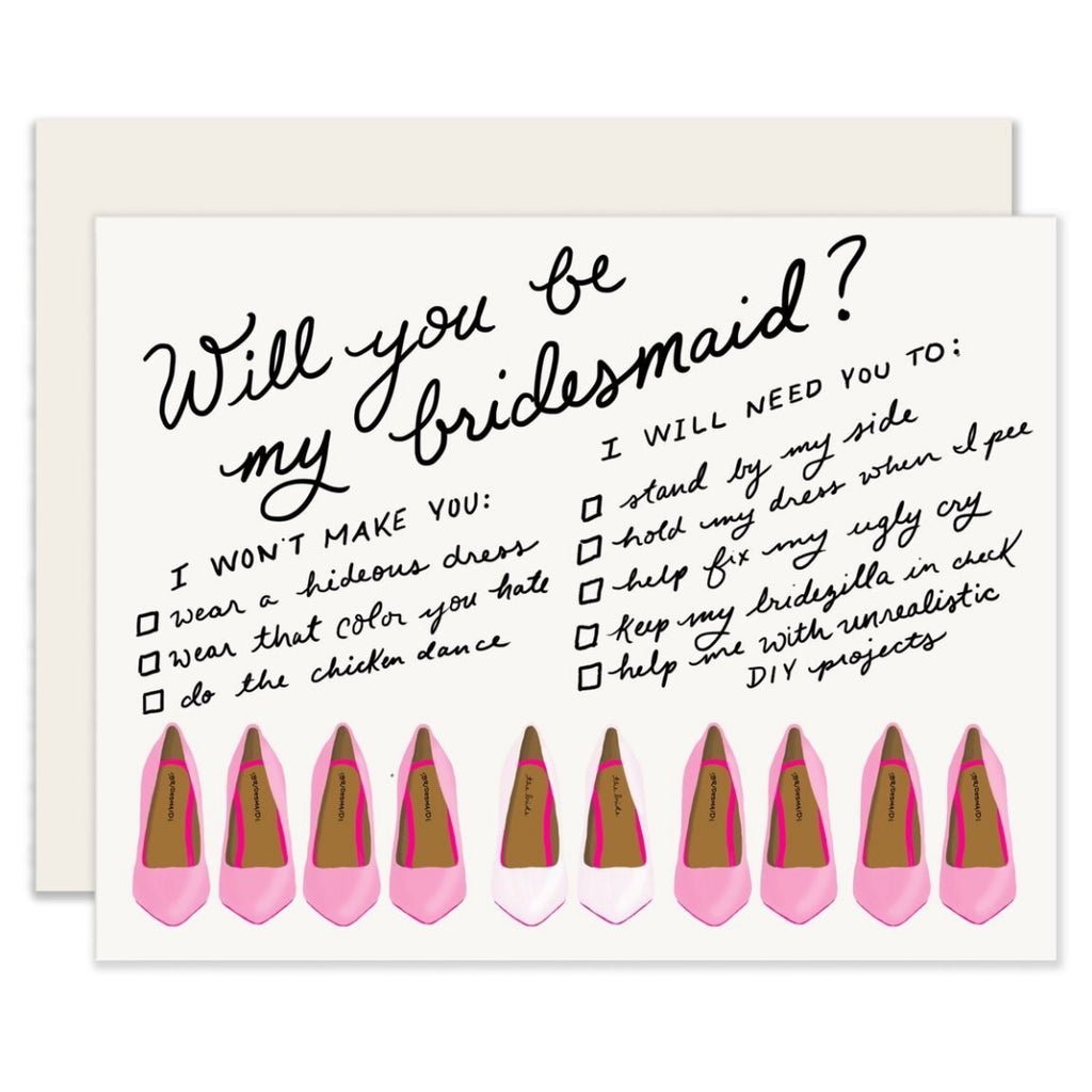 Will You Be My Bridesmaid Shoes Card