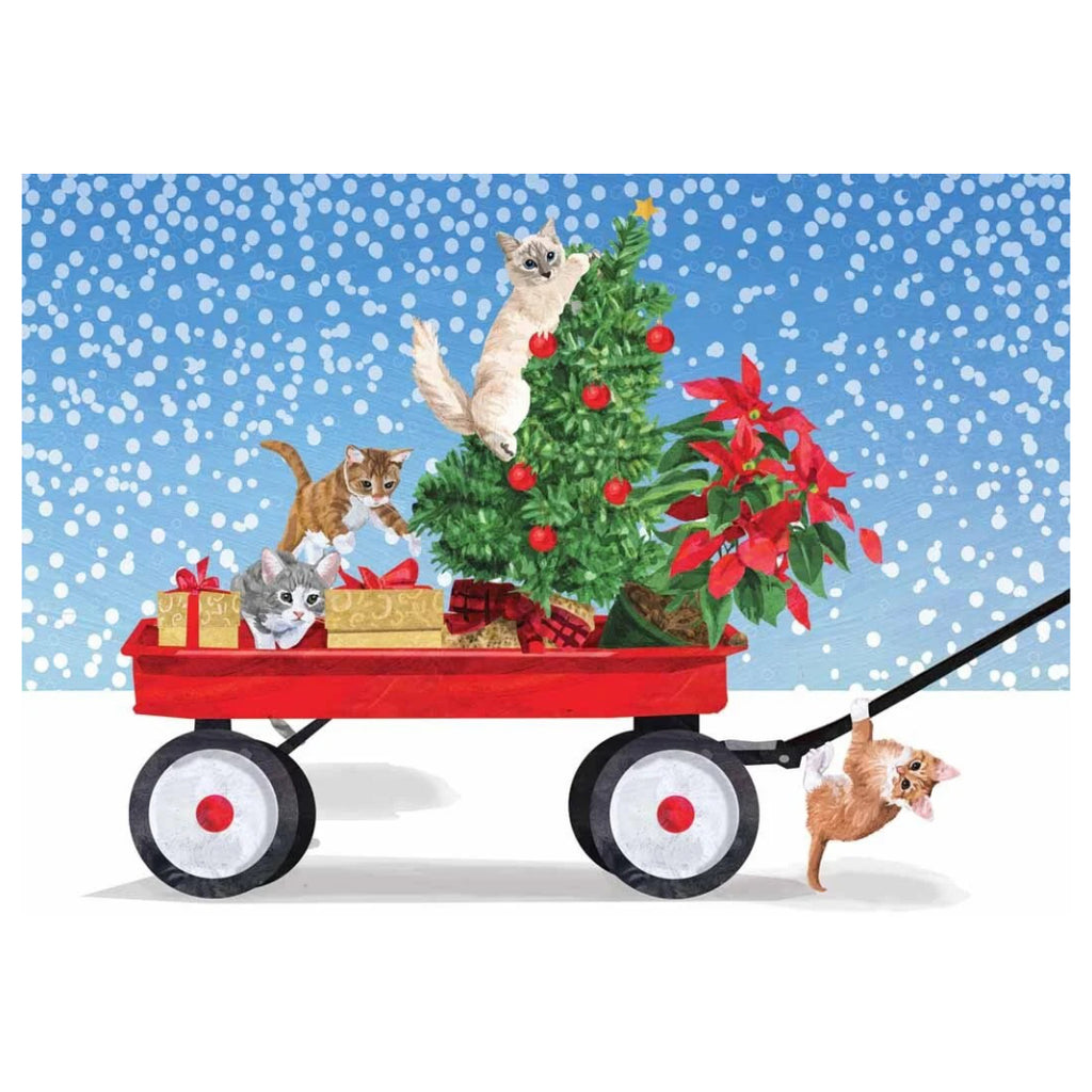 Winter Wagon Kittens Boxed Holiday Cards