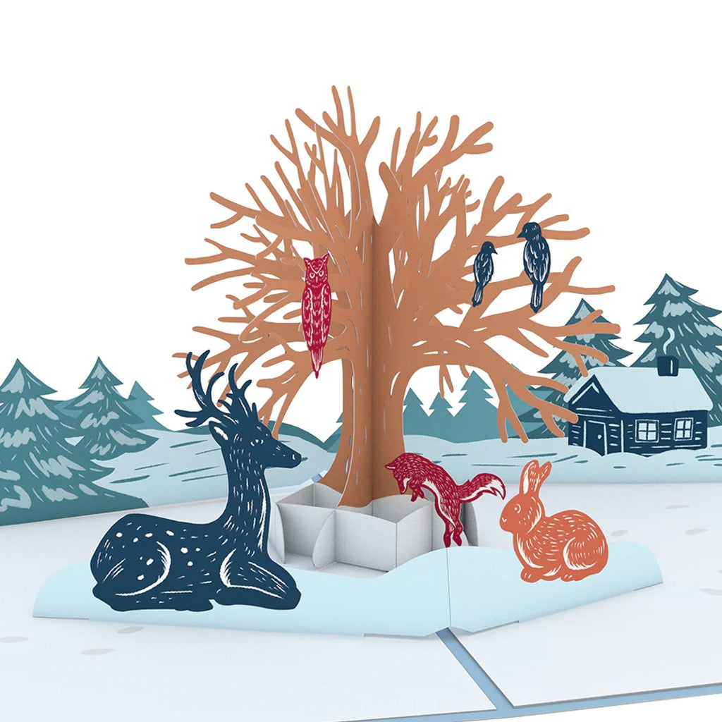 Winter Woodland Animals 3D Pop-Up Card.