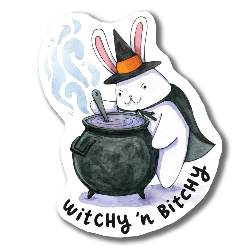 Witchy n Bitchy Bunny Halloween Sticker