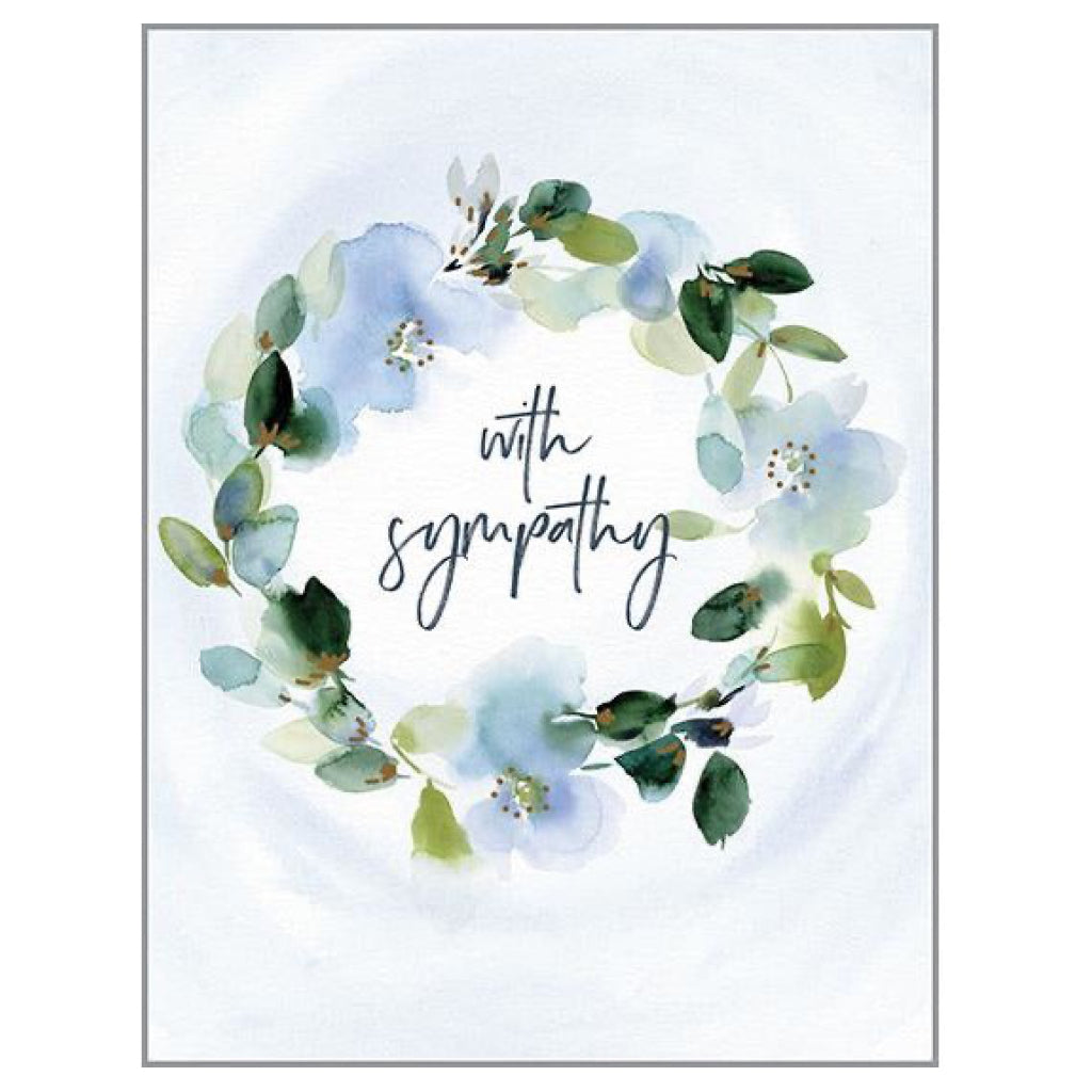 With Sympathy Blue Floral Wreath Card