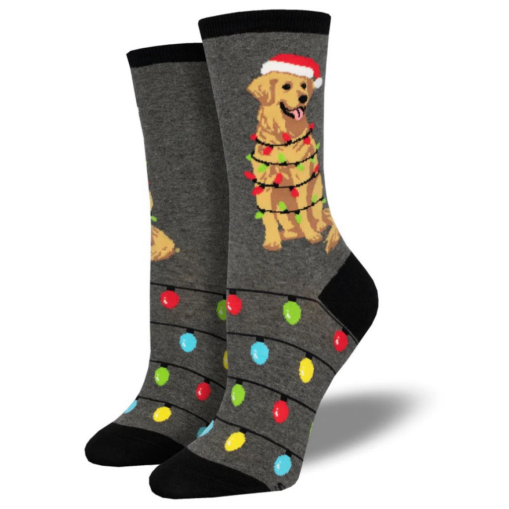 Women's Dog Gone Lights Socks Gray Heather.