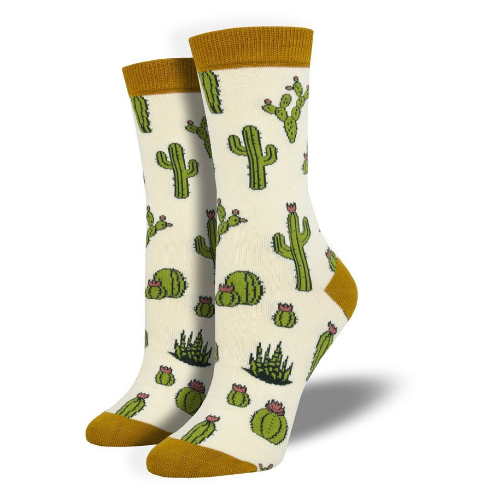 Womens King Cactus Bamboo Socks Ivory