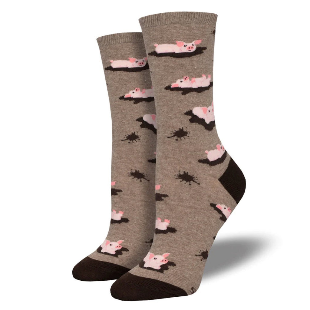 Womens Pig Out Socks Brown Heather