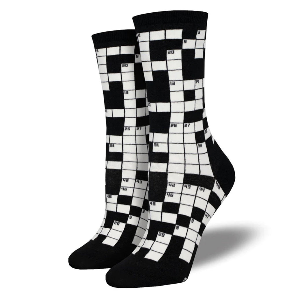Womens Sunday Crossword Socks Black