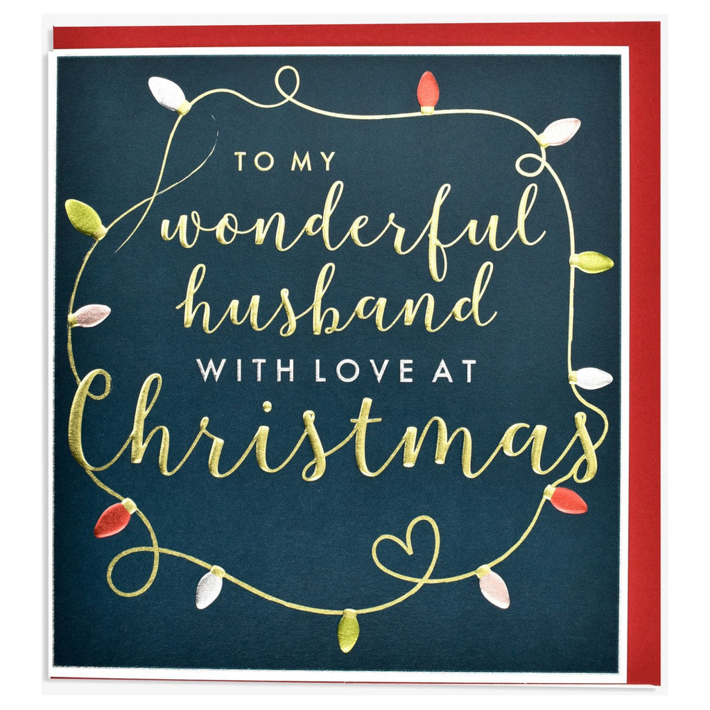 Wonderful Husband Christmas Lights Card