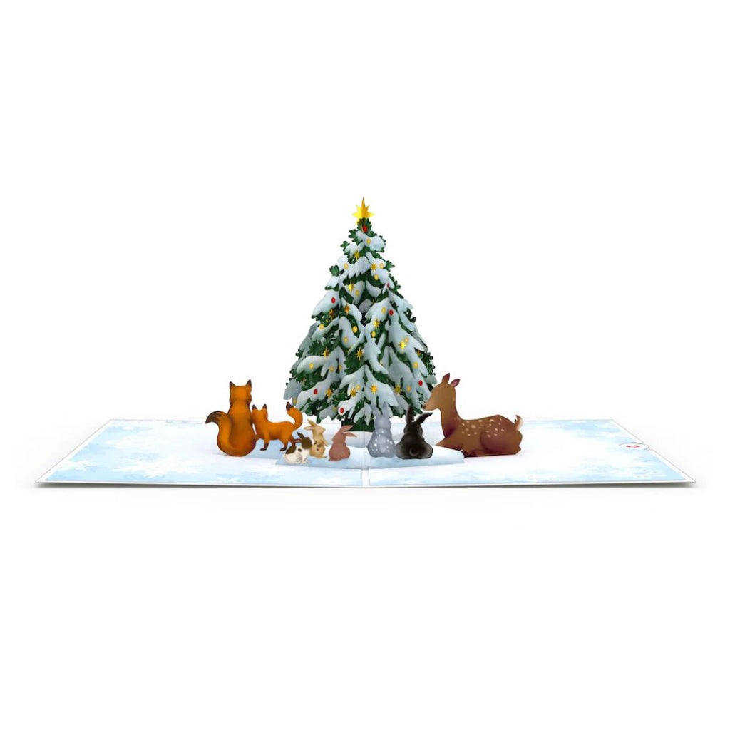 Woodland White Christmas 3D Pop-Up Card open.