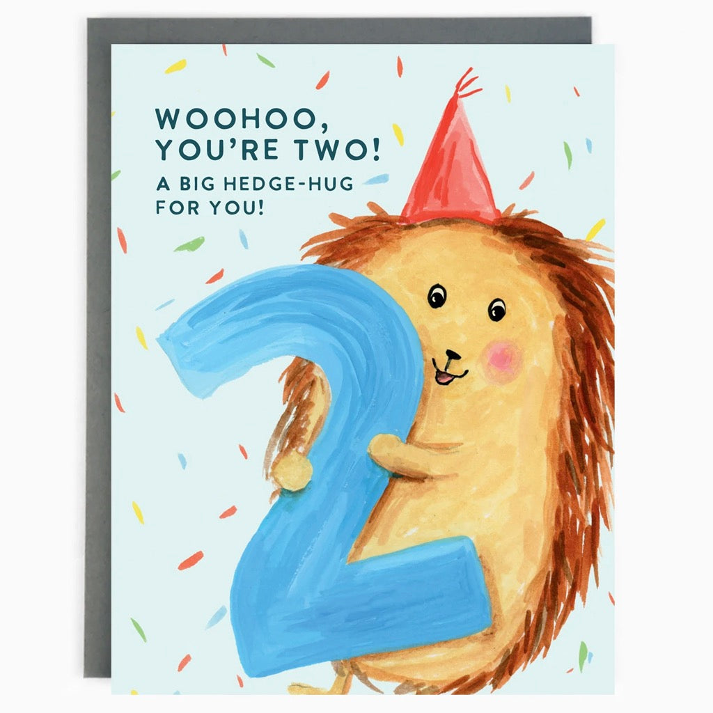 Woohoo Youre 2 Birthday Hedgehog Card