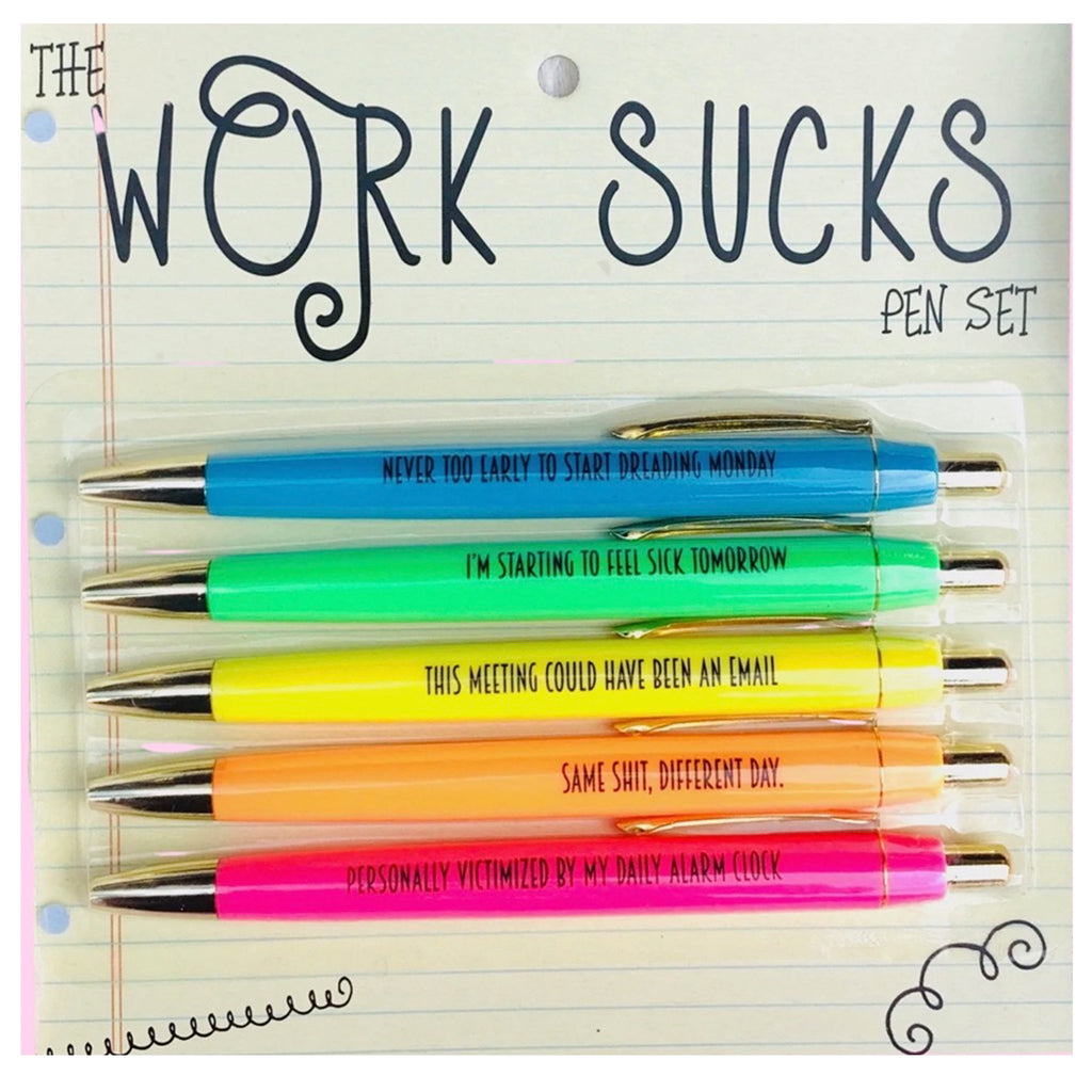Work Sucks Pen Set of 5.