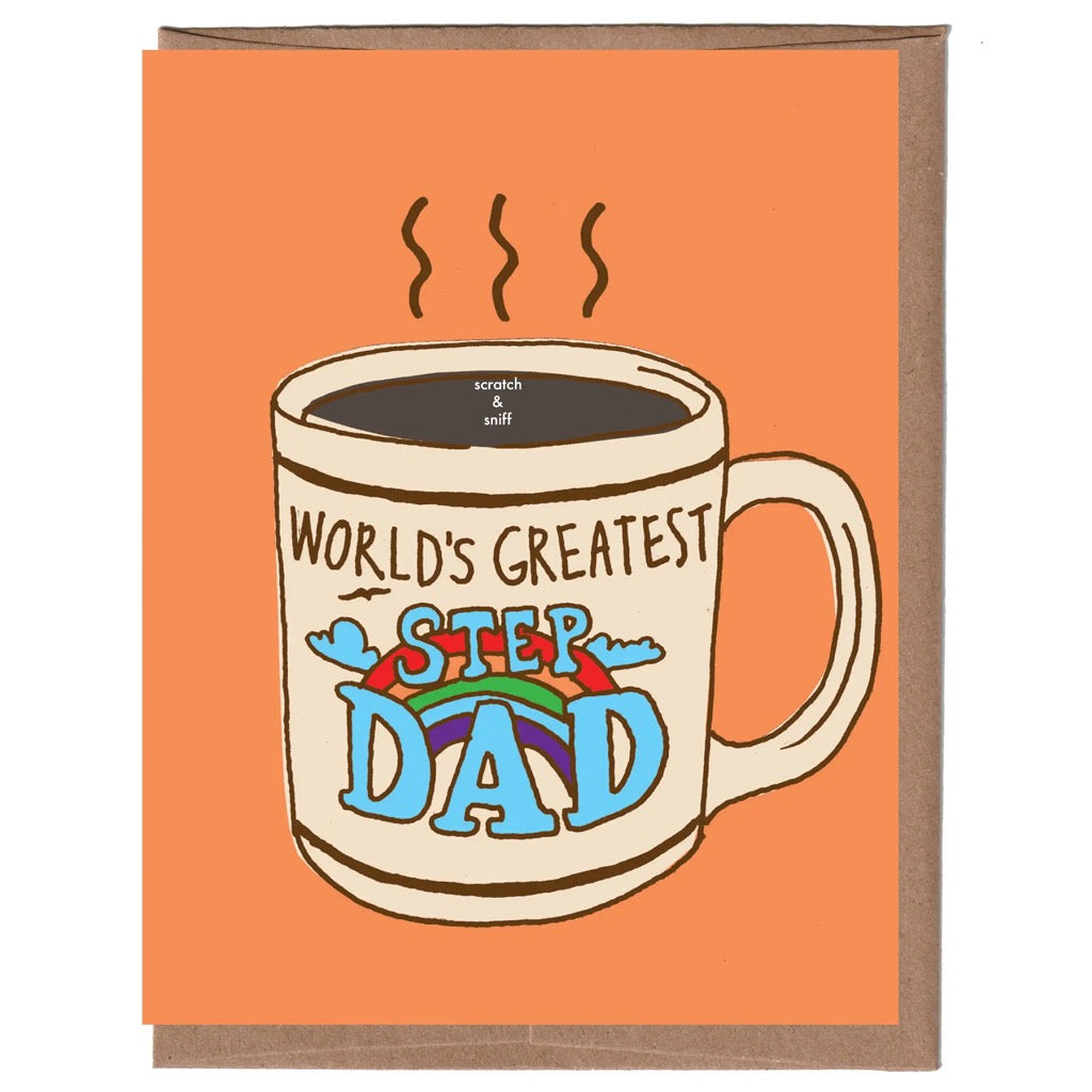Worlds Greatest Step-Dad Mug Scratch  Sniff Card
