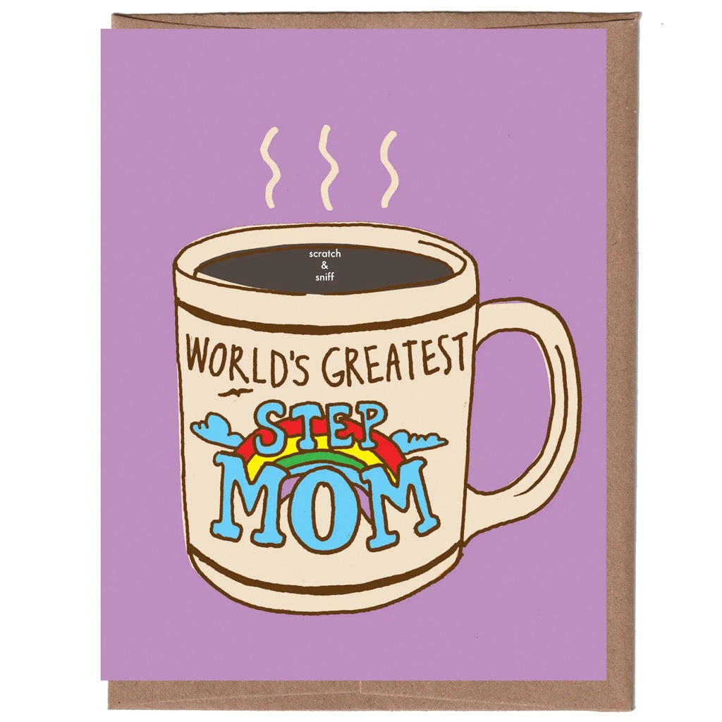 Worlds Greatest Step-Mom Mug Scratch  Sniff Card