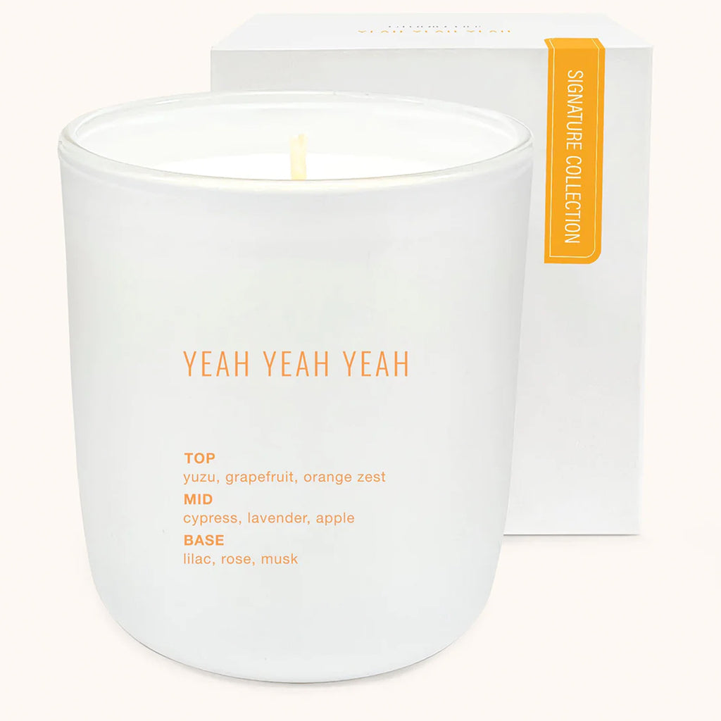 Yeah Yeah Yeah Signature Collection Candle with packaging.