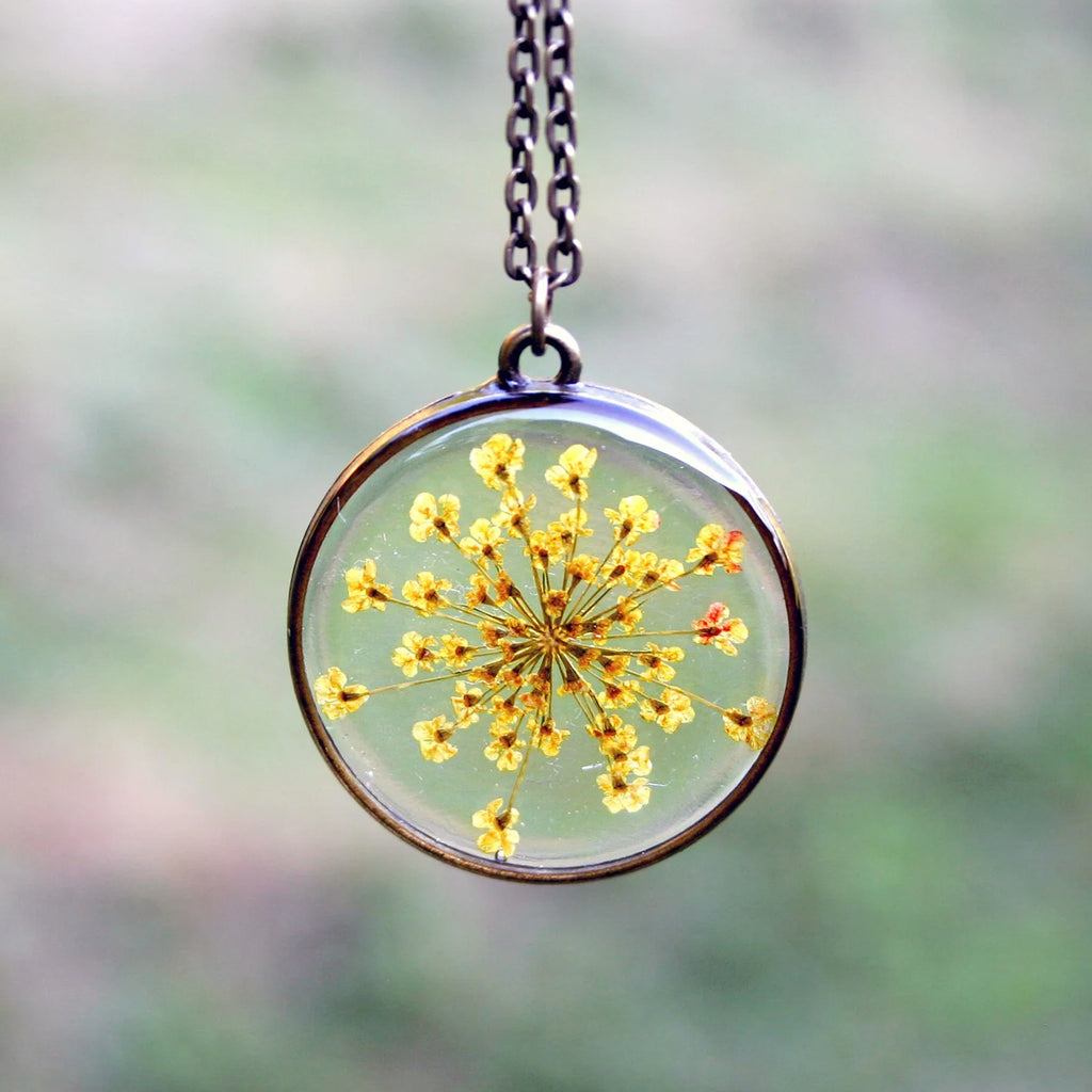 Yellow Queen Anne's Lace Necklace.