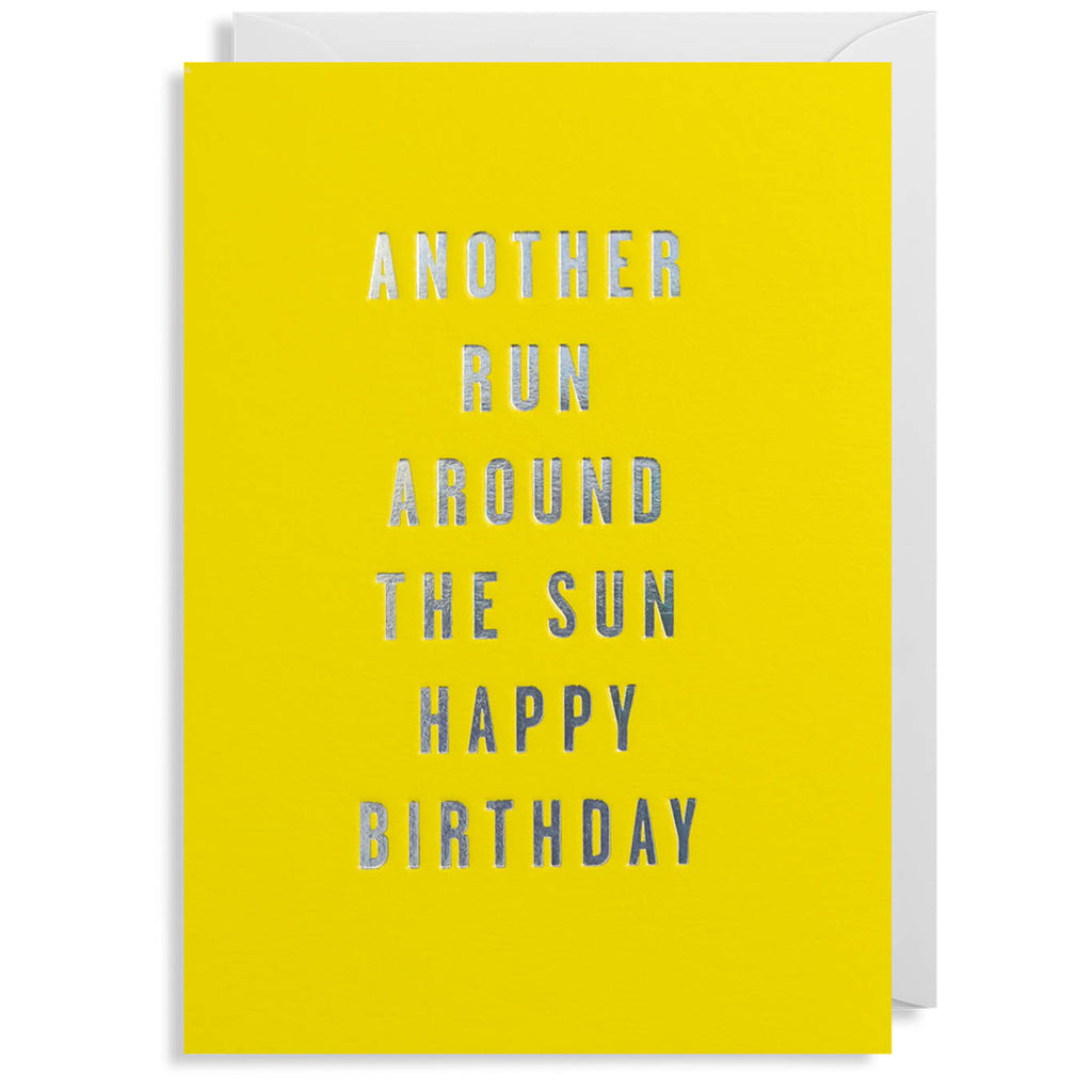 Yellow Year Around The Sun Birthday Card.