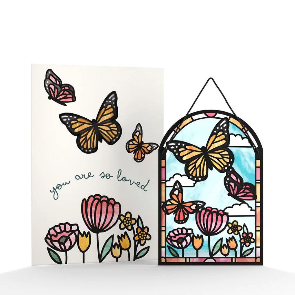 You Are So Loved Butterflies Suncatcher Card.