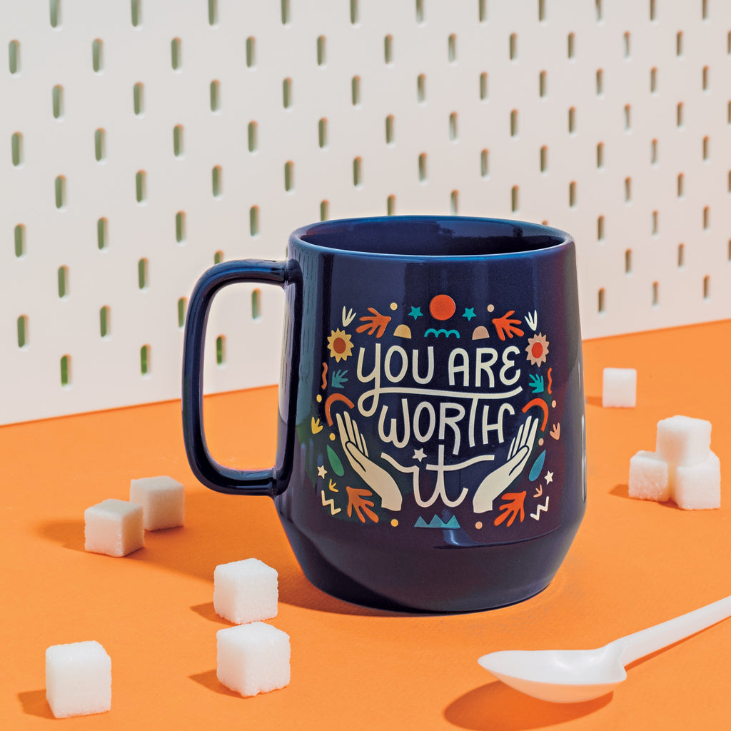 You Are Worth It Wide Mug Lifestyle