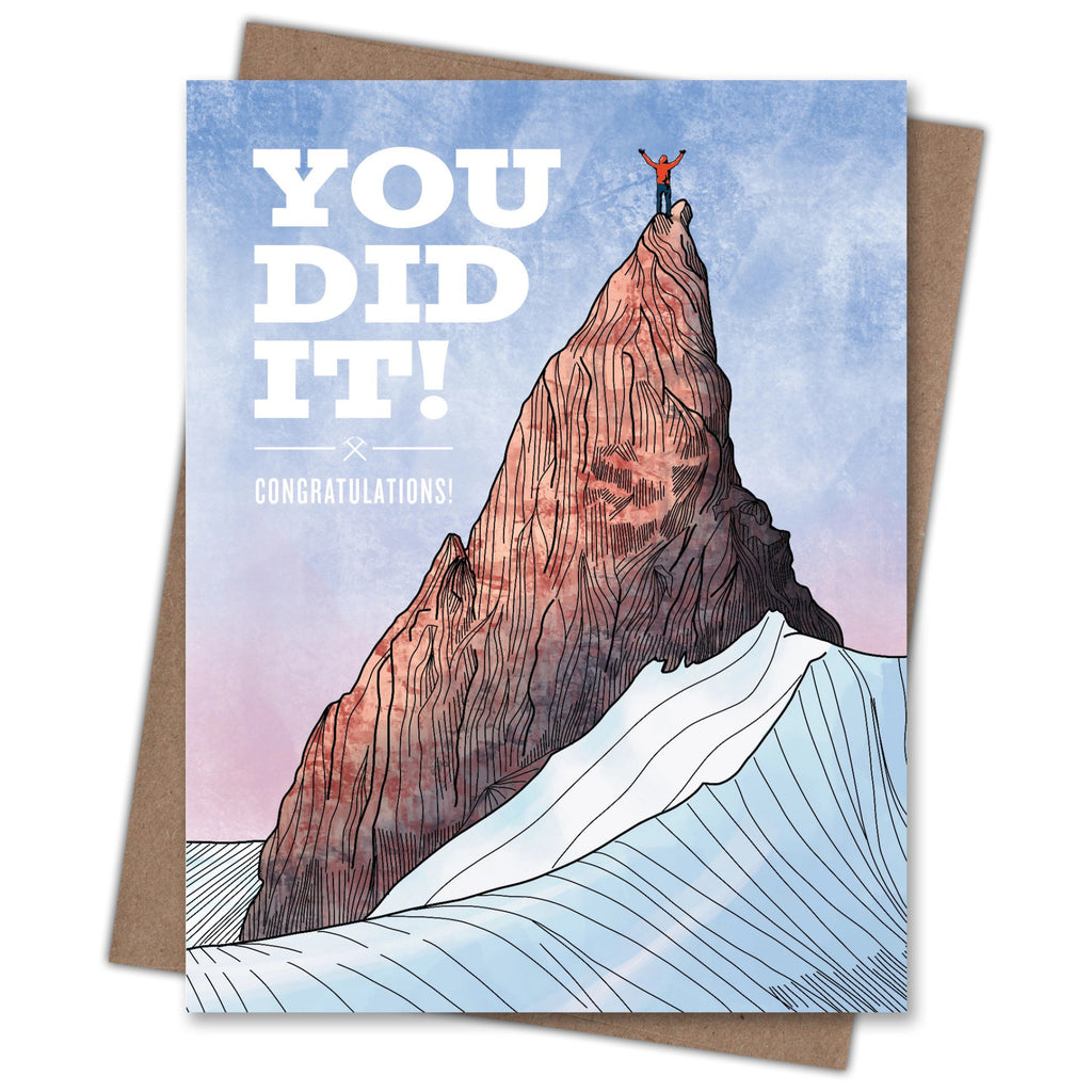 You Did It Mountaintop Congratulations Card with envelope.