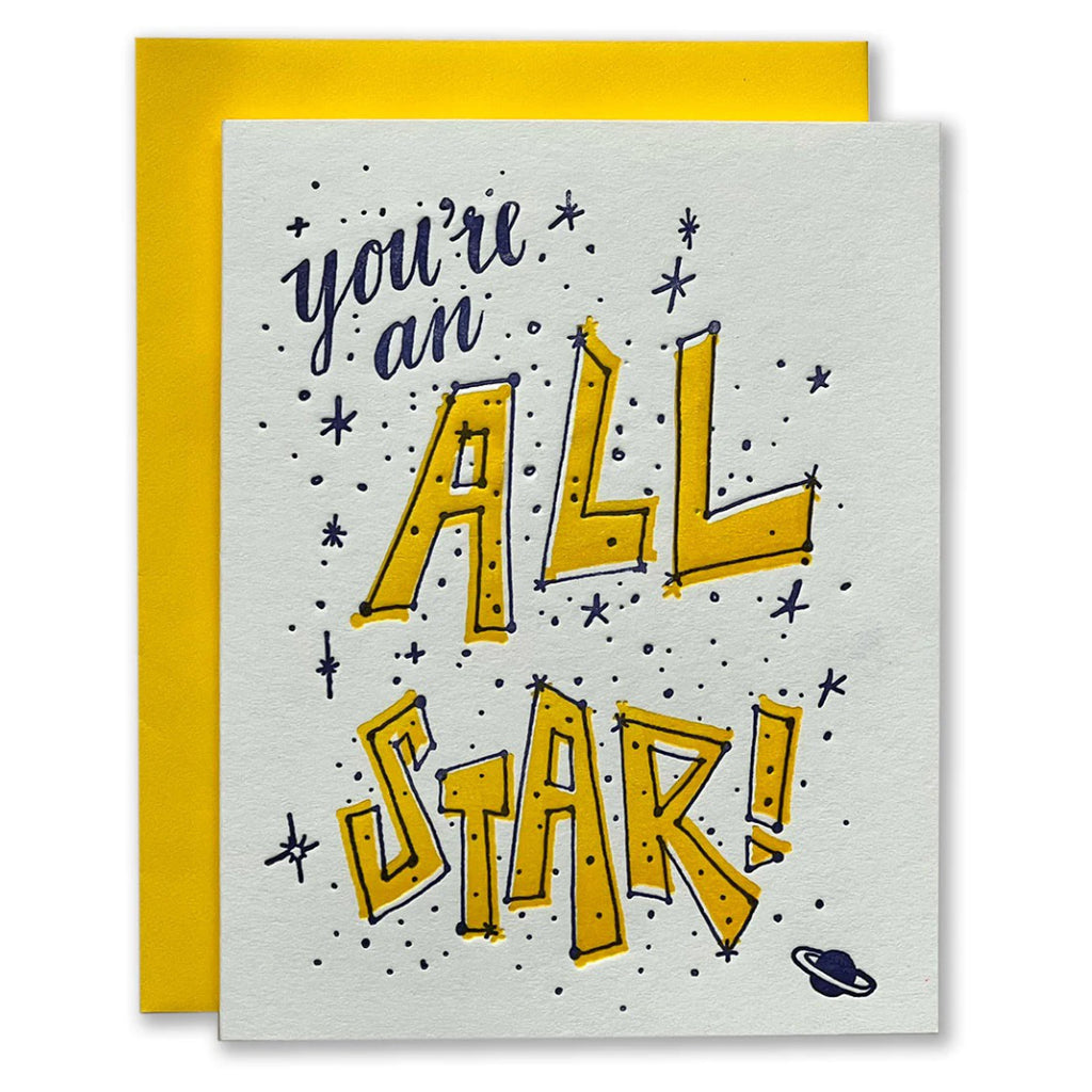 You're An All Star Letterpress Card.