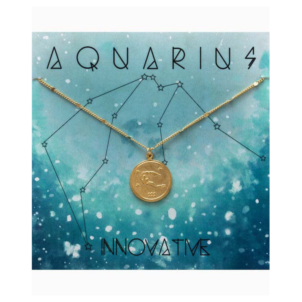 Zodiac Medallion Necklace Aquarius