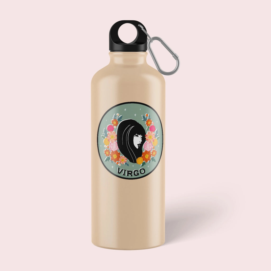 Zodiac Sticker: Virgo on water bottle.